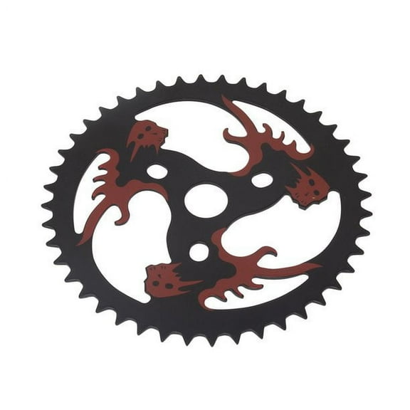 2-D Skulls Bike Sprocket/Chainring, 44T 1/2 X 1/8, Black/Red