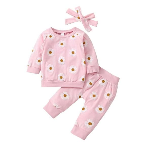 NAFUU Toddler Baby Boys Clothes Set Casual Printed Long Sleeve Crewneck Sweatshirt Pants Headband 3 Piece Set Spring Fall Everyday Wear Trendy Outfit 0-6 Months