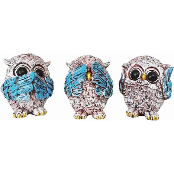 Owl Decor Statue Sculptures Sets of 3, Animal Figurine for Living Room Bedroom Bookshelf Desktop Office Shelves Home Decor,Small Owl Gifts for Women and Birds Lovers (3Pcs)