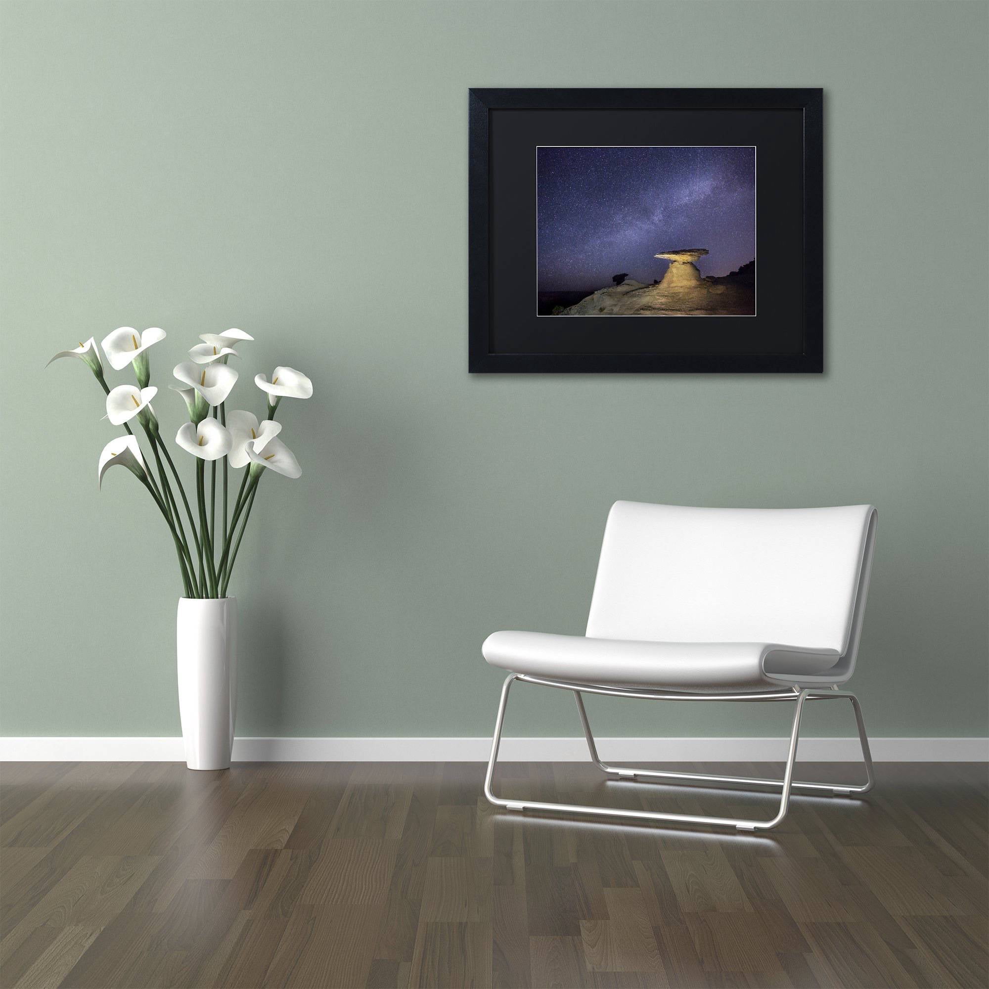Trademark Fine Art "Starry Night in Arizona III" Canvas Art by Moises Levy Black Matte, Black Frame