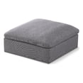 thumbnail image 1 of Meridian Furniture Serene Gray Durable Linen Fabric Deluxe Ottoman, 1 of 10