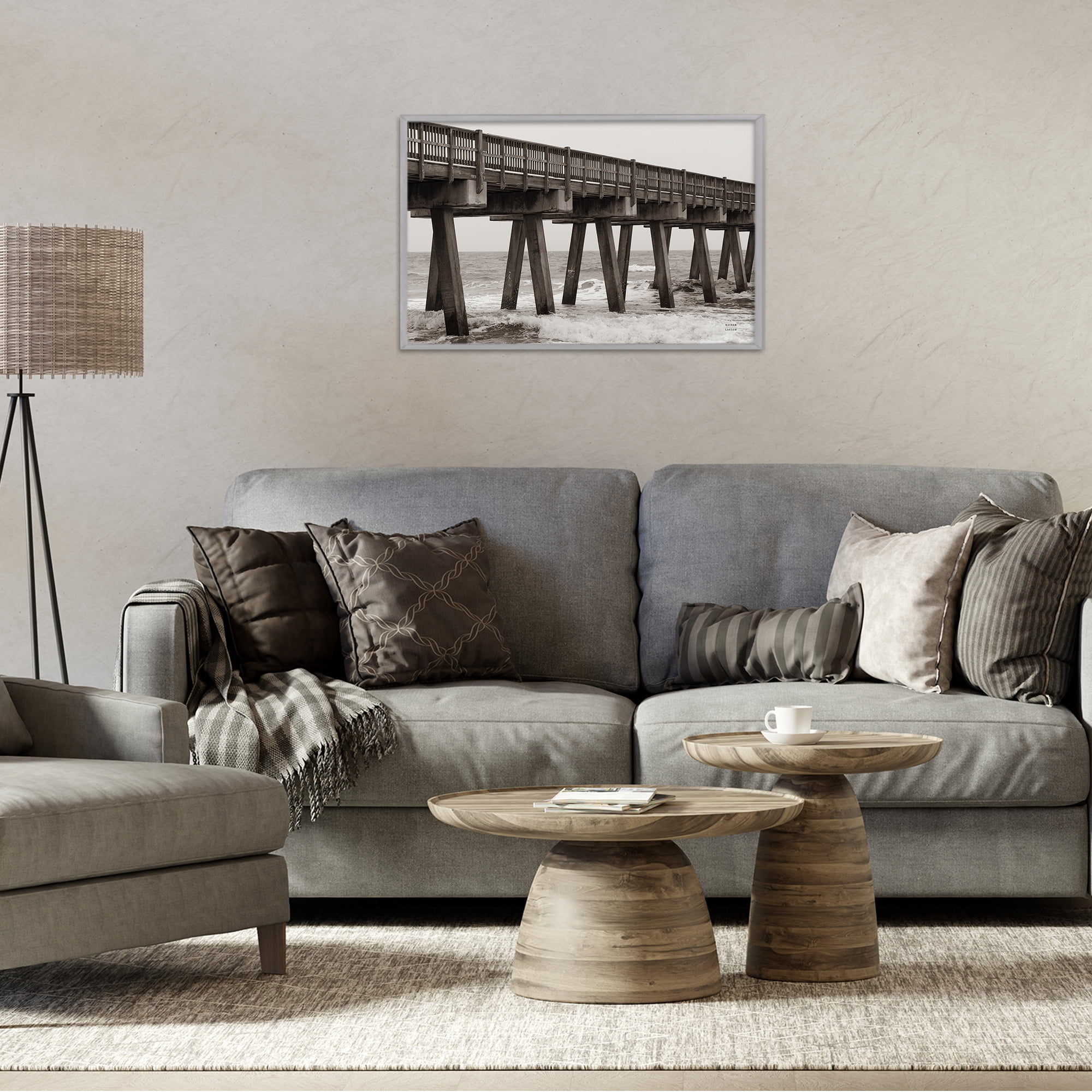 Stupell Industries Pier Angles Structure Gray Framed Giclee Art, design by Nathan Larson
