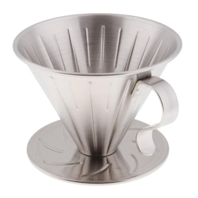 DOLITY Metal Pour Over Cone Dripper Reusable Coffee Cone with Cup Stand L L
