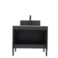 thumbnail image 5 of Black 30 Inch Bathroom Cabinet with Carrara White Sintered Stone Top, No Basin, 2-Door Freestanding Storage Unit for Home, 5 of 5