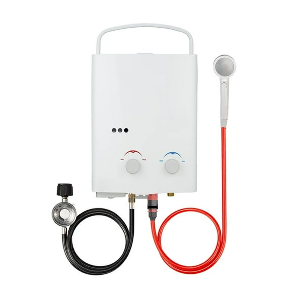 Tankless Water Heater Outdoor 1.32 GPM Portable Propane Camping Water Heater White