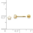 thumbnail image 4 of Auriga Fine Jewelry 14K Yellow Gold Reversible Pearl Bead Stud Earrings for Women(L-3mm, W-3mm), 4 of 6