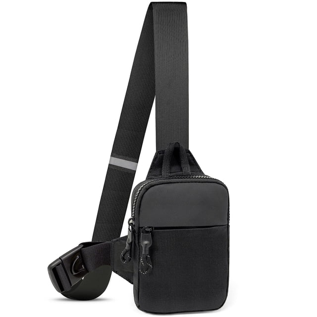 Bolso bandolera LKEX Mini bandolera impermeable de nailon Negro 17 x 3 x 22 cm