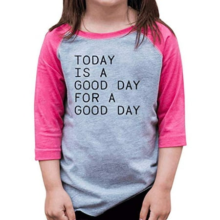 

7 ate 9 Apparel Girls Good Day Inspirational Pink Raglan