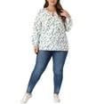 thumbnail image 2 of Agnes Orinda Women's Plus Size Tops Keyhole Neck Long Sleeve Floral Chiffon Blouses 3X White, 2 of 6