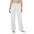 thumbnail image 3 of Womens Straight Leg Pants Elastic Waist Side Pockets Solid Color Long Trousers Everyday Basic Pants, 3 of 10