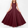 thumbnail image 5 of Virmaxy 3-13 Years Solid Color Satin Sleeveless Floor Length Formal Dress High Waist A Line Gown for Piano Recital Choir Wedding Party, 5 of 7