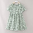 thumbnail image 2 of Youmylove Dresses For Girls Toddler Kids Children Summer Short Sleeve Flower Prints Princess Dress Fashion Cute Green Dress, 2 of 7