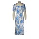 thumbnail image 5 of Vestido De Verano Vestido ajustado a media pierna para mujer Vestido de sirena con estampado floral y mangas abullonadas con volantes (Azul S) Cgtredaw para Mujer Azul T S, 5 of 9