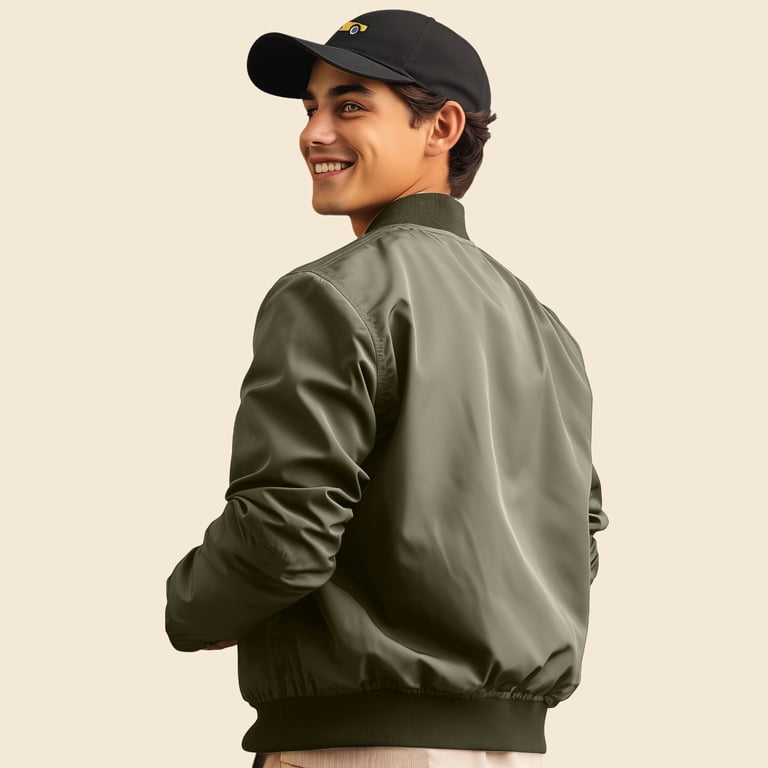 Dalix Ghost Embroidered Bomber Jacket Lightweight Zip Windbreaker
