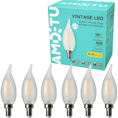 

LED Frosted Candelabra Light Bulbs 40 watt Type B Light Bulbs Soft White 2700k E12 Candle Base Dimmable for Dining Room Light Fixture Ceiling Fan Room Chandelier 6 Pack