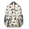 thumbnail image 3 of Tractor and Sheep Gray Pattern Cute School Backpack Bag with Padded Back and Adjustable Shoulder Straps 16.9 X 12.6 X 5.9 Inches, 3 of 5