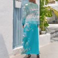 thumbnail image 3 of Underwater Bubbles Blue Ocean Women's Long Dress Long Sleeves Dress Vintage Dresses Party Maxi Dress High Waist Dress, 3 of 4