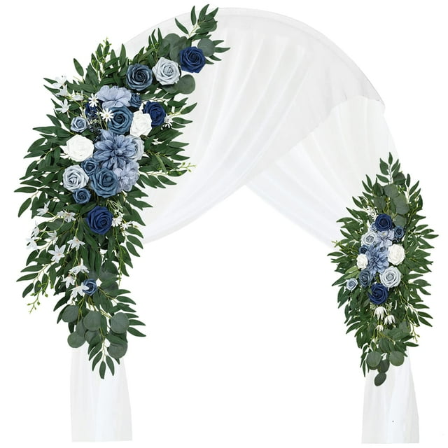 Artificial Wedding Arch Flowers Kit (Pack of 3), Dusty Blue Wedding Arch Draping Fabric Wedding