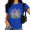 Blue, variant on Lavender Bee Floral Print Short Sleeve Crew Neck Women's Graphic Tee