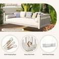 thumbnail image 6 of Twin Size Garden Swing Bed, Patio 2-Seat Porch Swing with Ropes, 2-Person Hanging Porch Swing for Backyard Garden Patio, Safe Sloped Design, 6 of 8