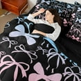 thumbnail image 4 of Homewish Cartoon Ribbon Bow Knot Twin Bedding Sets 7-Piece for Kids Children,Dreamy Princess Bow Bedding Comforter Set Microfiber,Abstract Gradient Ombre Breathable Sheet Sets, 4 of 8