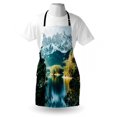 thumbnail image 3 of Landscape Apron Mountain Lake in Northern Germany with Frozen Peaks Water in Winter Season Life, Unisex Kitchen Bib Apron with Adjustable Neck for Cooking Baking Gardening, Green White, by Ambesonne, 3 of 3