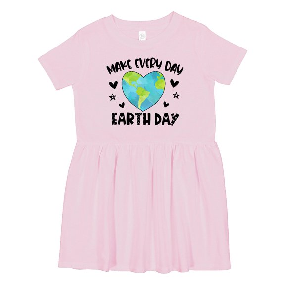 Inktastic Make Every Day Earth Day with Hearts and Stars Girls Toddler Dress