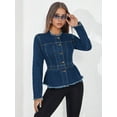 thumbnail image 5 of Women'S Plus Size Premium Denim Premium Bodice Long Sleeve Jacket Dark Blue L, 5 of 9