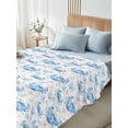 thumbnail image 4 of Blue Crab Coastal King Size Flat Sheet, Wrinkleproof & Fadeproof Cooling Flat Bed Sheet Only, Summer Beach Nautical Coral Starfish Breathable Soft Bedding Top Sheets 105 x 98 Inches, 4 of 8