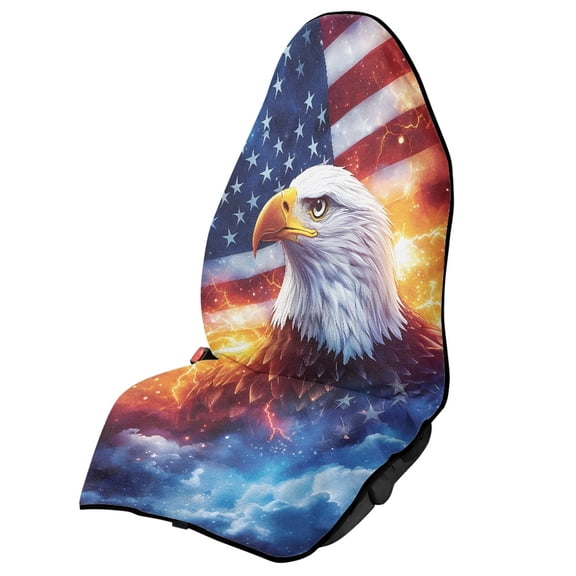 XYZCANDO Car Seat Towel Cover Sweat Absorbed Microfiber, Compatible with SUV Seats Bucket Seat, for Cars Trucks Vans, Bald Eagle and US Flag