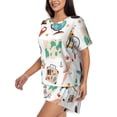 thumbnail image 2 of Bingfone Travel1 Print Pajamas Sets for Women Soft Short-Sleeved Pjs with Lounge Shorts Two Piece Sleepwear, 2 of 8