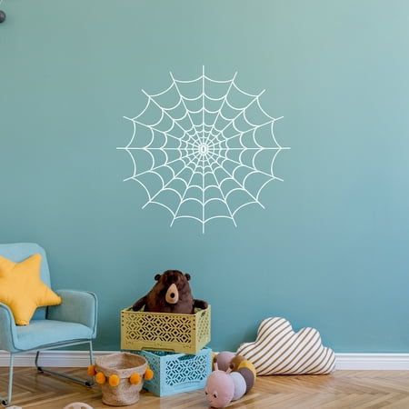VWAQ Spider Web Wall Decals for Bedroom - Vinyl Sticker Halloween Decor (12"H x 12"W White)
