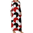 thumbnail image 3 of Geometric Retro Style Black Red White Long Sleeved Dress prom dresses elegant chic wedding evening dresses cute dress, 3 of 7