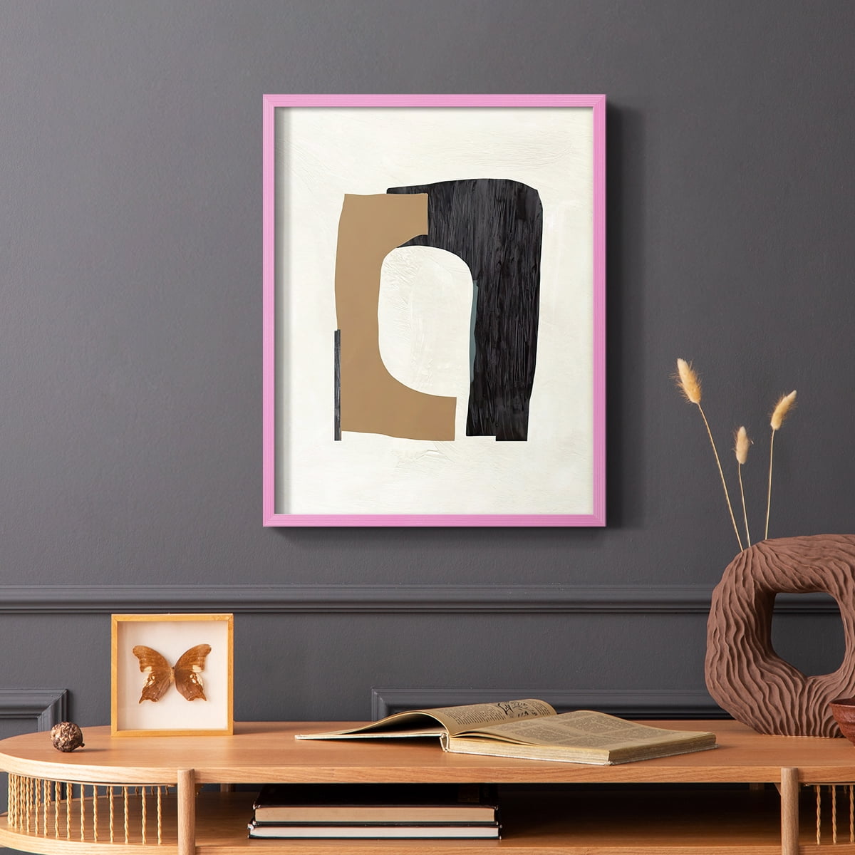 Cardboard Cutouts I Framed Print in Pink Solid Wood Framed Print No Nail Hanging