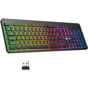 KLIM Light V2 Rechargeable Wireless Gaming Keyboard   Slim, Durable, Ergonomic, Backlit, for Laptop PC Mac PS4 Xbox One   Long-Lasting Built-in Battery