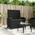thumbnail image 1 of vidaXL Reclining Garden Bench with Cushions Black Poly Rattan, 1 of 5