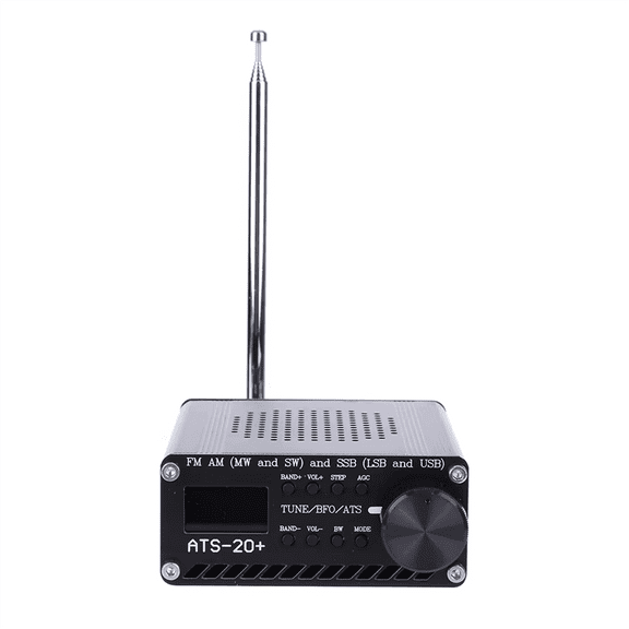 ATS-20 Si4732 Full Band Receiver Scanner 0.96 Inch OLED Screen FM AM SSB Scanner FM AM MW SW SSB LSB & USB with Antenna,1 * Radio receiver 1 * Antenna 1 * Data cable,Black