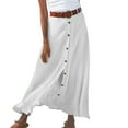 thumbnail image 2 of Baqcunre Ladies Summer Solid Cotton And Linen Half Length Slit Hip Midwaist Dress Skirts For Fall 2023 Skirts For Women Long Skirt Women Clothing Women'S Skirts,Color White,Size S, 2 of 4