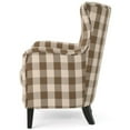 thumbnail image 6 of IbayNawi Oliver Farmhouse Fabric Club Chair,Upholstered Wingback Plaid Accent Chair for Living Room Bedroom,Brown & White Checkerboard, 6 of 9