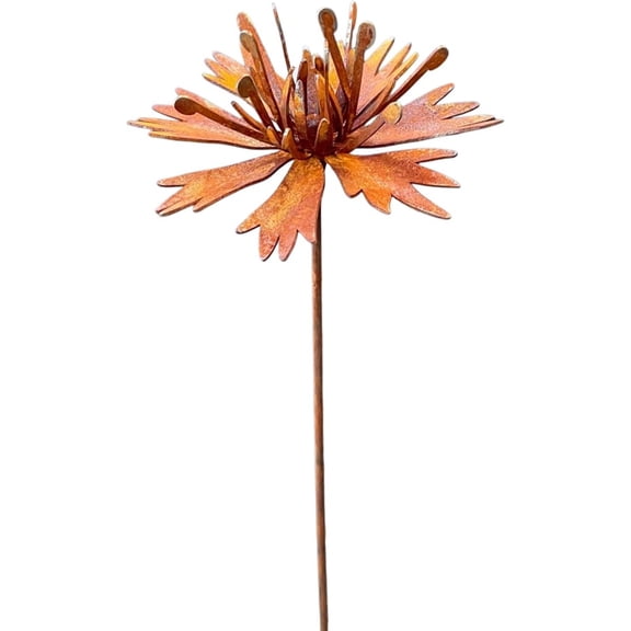 Wuqi Rusty Outdoor Daisy Flower Metal Yard Stake, 13.8x6.7 Inch Rusted Iron Art Flower Garden Decoration, Weather-Resistant Garden Ornament for Lawn, Pathway, Patio, or Planter