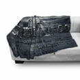 thumbnail image 3 of City Soft Flannel Fleece Blanket, Dramatic View of New York Skyline from the Jersey Side Clouds Buildings Urban, Cozy Plush for Indoor and Outdoor Use, 50" x 60", Blegrey Black White, by Ambesonne, 3 of 6