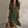 thumbnail image 6 of Noric Women's Short Sleeve Shirt Dresses Casual Solid Color Button Down Midi Dresses for Summer Daily Vacation, 6 of 6