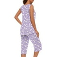 thumbnail image 6 of Busydd Womens Pajama Sets Fahion Boho Floral Pjs Sets for Women 2 Piece Lounge Set Casual Comfy Round Neck Sleeveless Pleated Camisole Tops and Knee Length Pants Loungewear with Pockets, 6 of 6