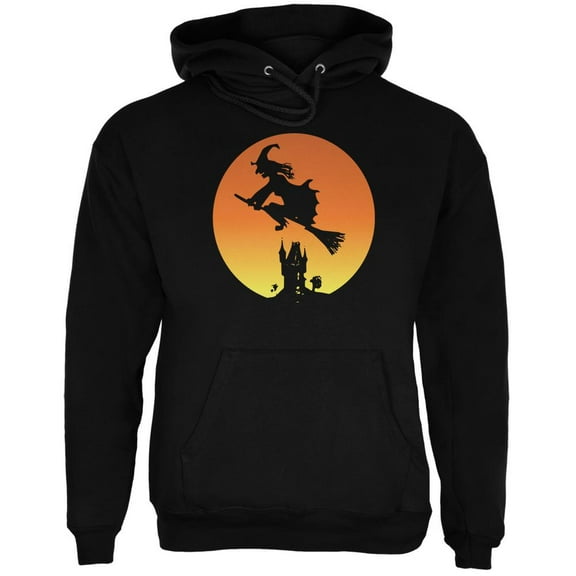 Halloween Witch Sunset Black Adult Hoodie - Medium