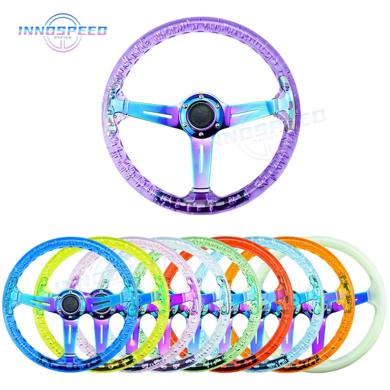 14inch Universal Transparent Acrylic Steering Wheel Neo Chrome Racing Sport Deep Corn Steering Wheel Car Accessories Walmart