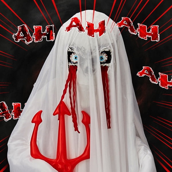 4.3ft Life-Size Halloween Animatronic Ghost, Sound-Activated (Green LED Body + Scary Sounds), 1-Minute Assembly for Yard/Haunted House/Party