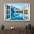 thumbnail image 2 of wall26 Canvas Print Wall Art Window View Rocky Mountain Forest Lake Reflection Wilderness Nature Photography Realism Scenic Landscape Multicolor for Living Room, Bedroom, Office - 32x48, 2 of 5