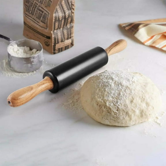 Gemixx Dolce Black Marble Wood Rolling Pin - 7'6" x 9'6"