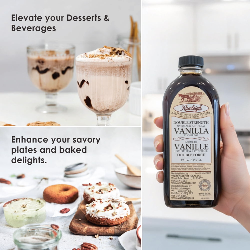 Rawleigh Double Strength Vanilla Flavoring for Baking & Desserts, 3 Bottles of 12 fl oz