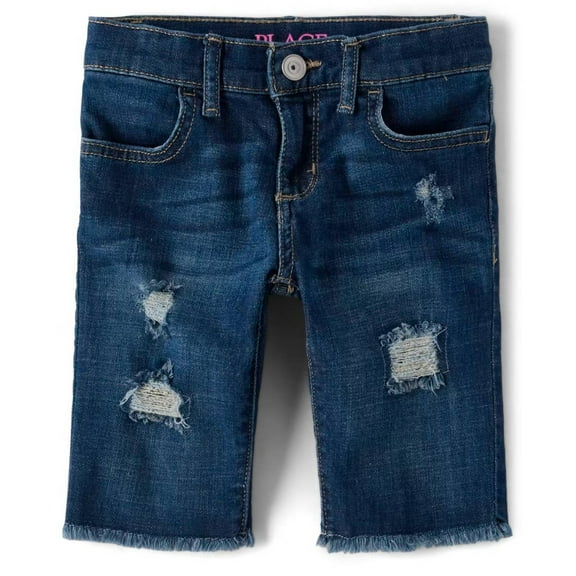The Children's Place Girls Distressed Denim Skimmer Shorts, Size 4
